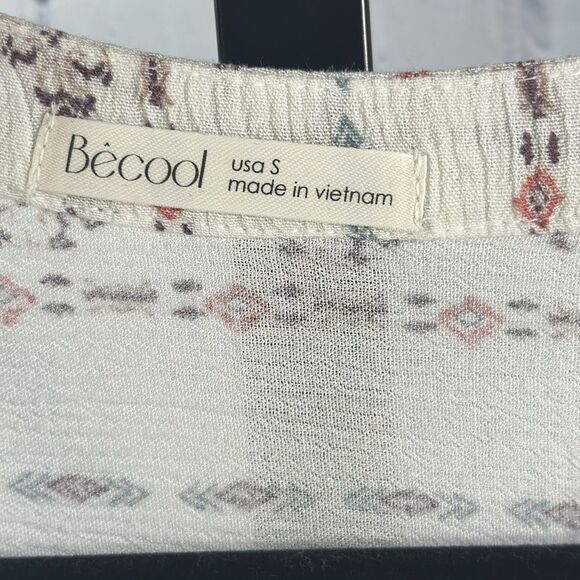 🌸 Becool Striped Floral Tie-Front Blouse - Size S - Picture 2 of 3